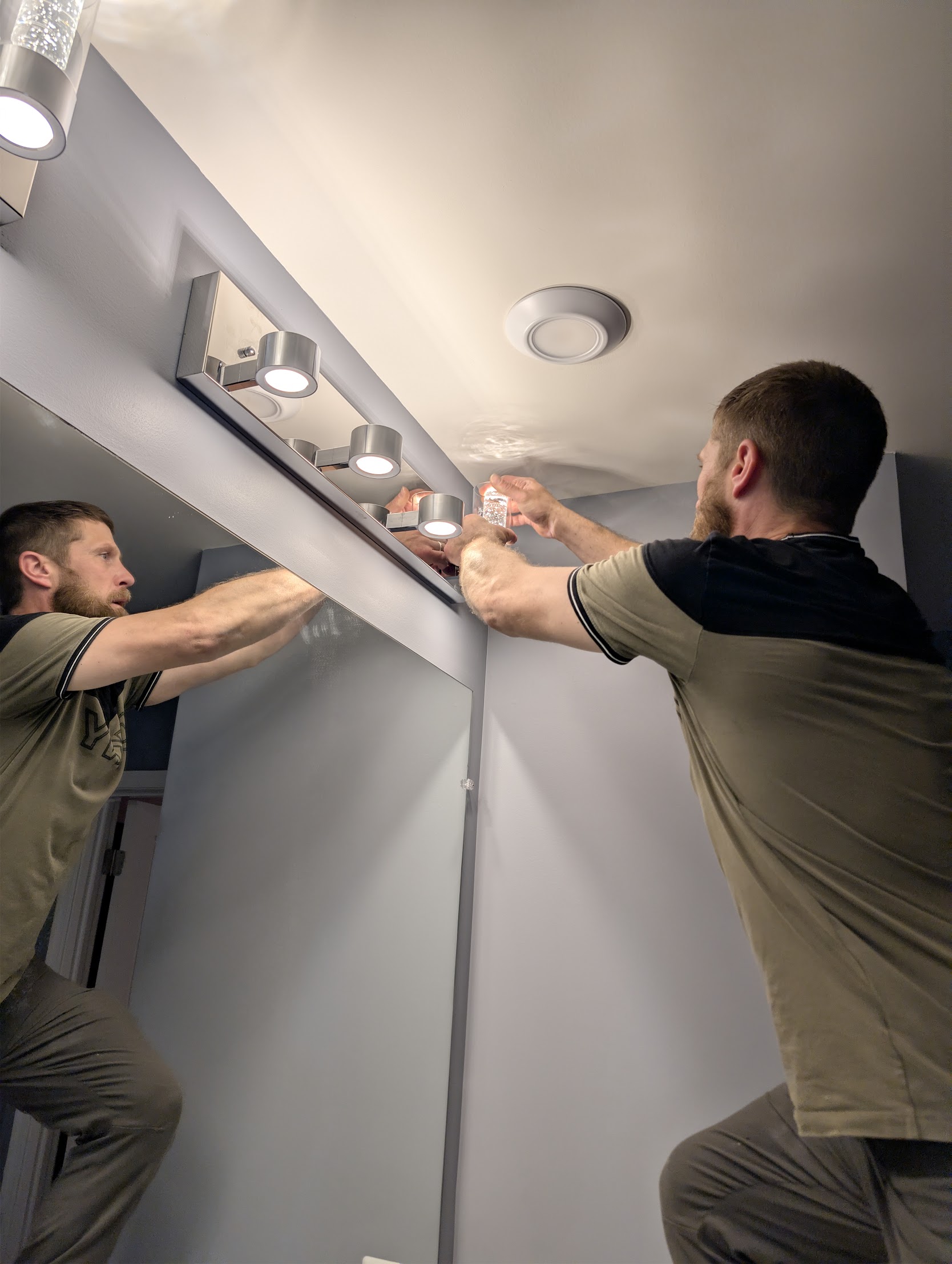 LED vanity lighting installation