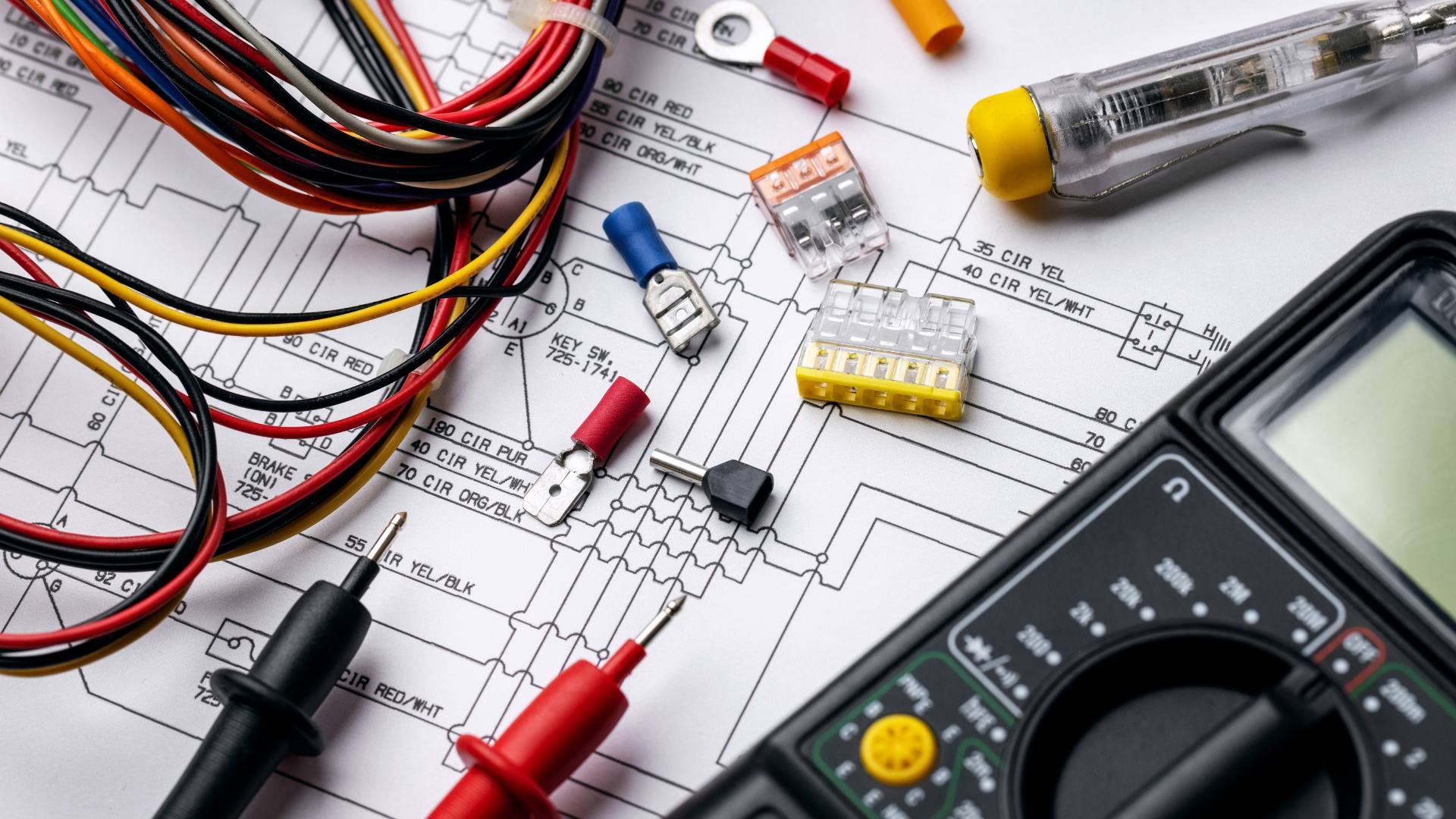 Electrical diagnostics with a multimeter and wiring diagram