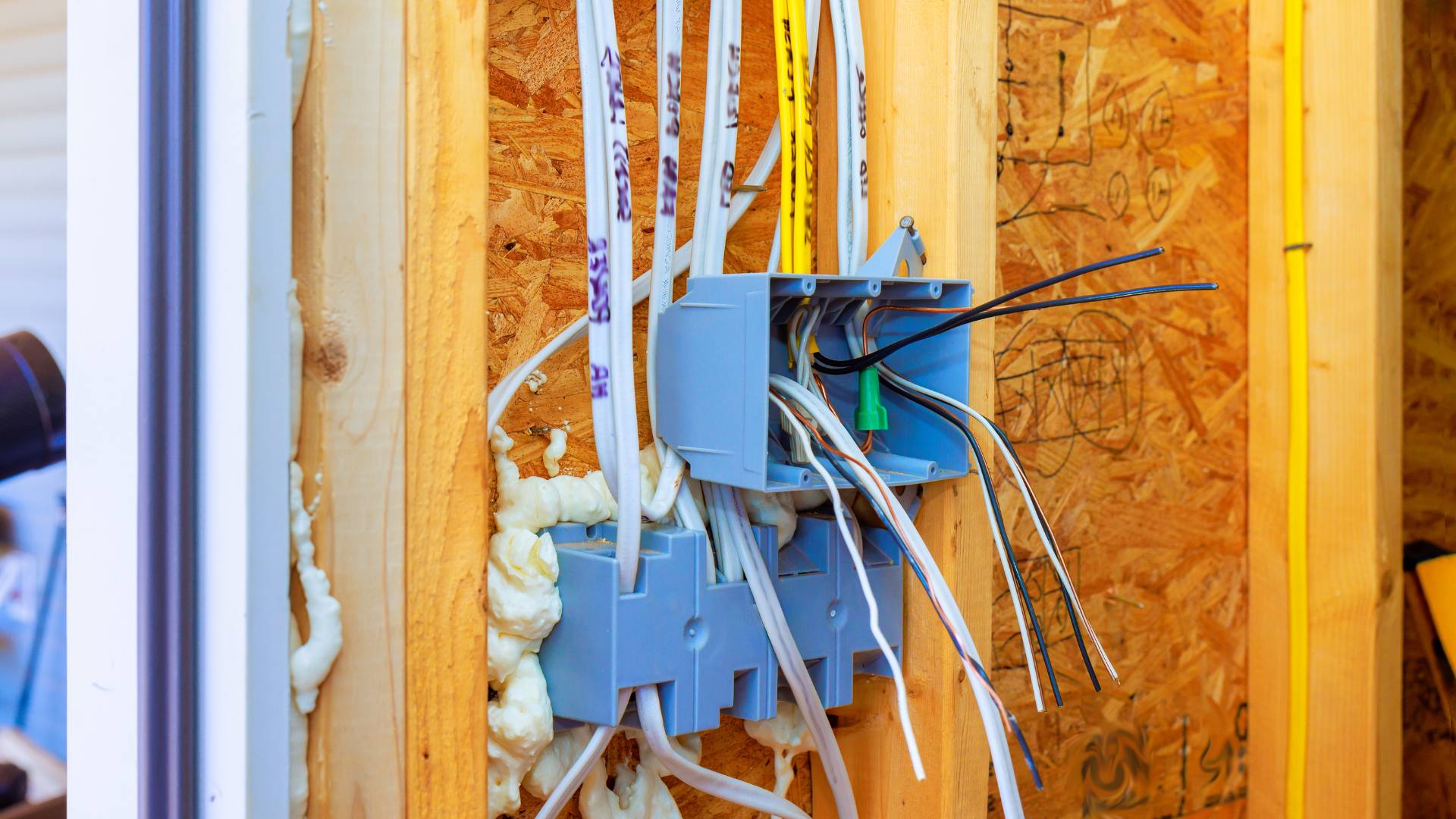 New-construction wiring roughed in