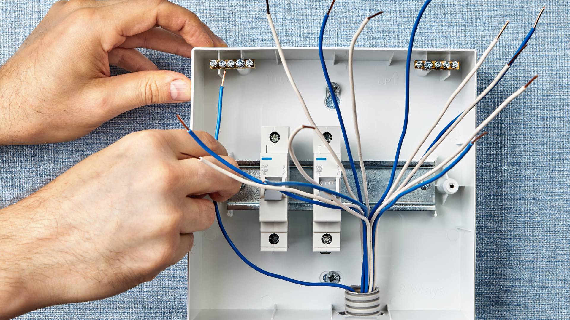 Electrician wiring a circuit